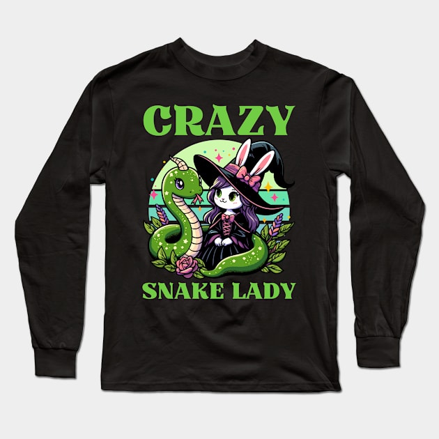 Crazy Snake Lady Long Sleeve T-Shirt by Kawaii N Spice